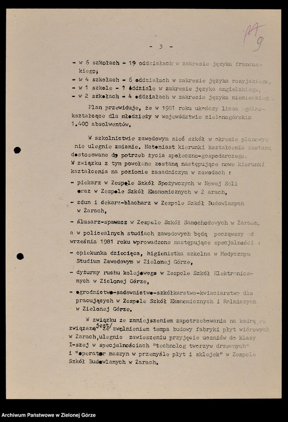 image.from.unit.number "Protokóły z posiedzeń Komisji Wychowania, Oświaty i Kultury Wojewódzkiej Rady Narodowej w Zielonej Górze; Nr 7 - 11"