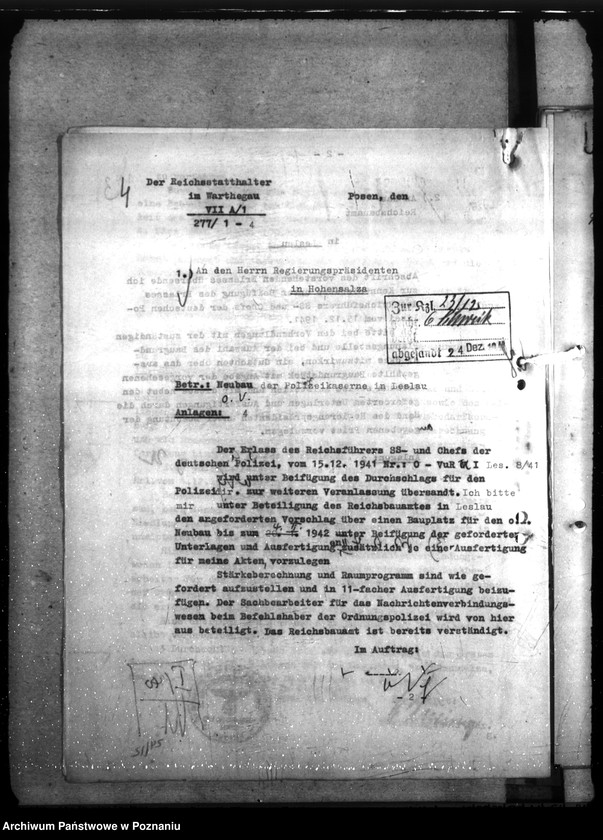 Obraz 9 z jednostki "Neubau - Polizeikaserne Leslau"