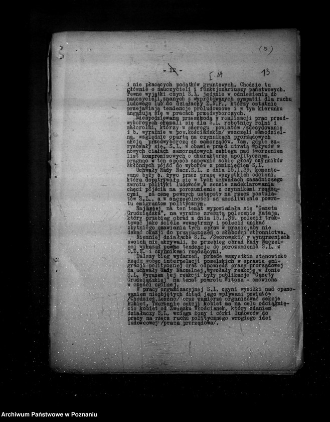 Obraz 17 z jednostki "Sprawozdania z polskiego legalnego ruchu politycznego za miesiące styczeń-lipiec 1939 r."