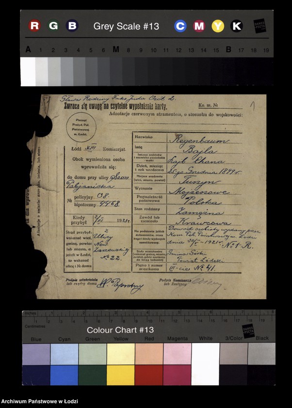 Obraz 3 z jednostki "[Spis ludności Łodzi] Regenbaum-Rentel"