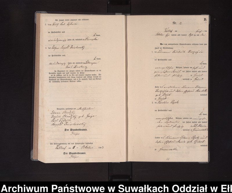 image.from.unit.number "Heiraths-Neben-Register des Königlichen Preussischen Standes-Amtes Orlen Kreis Loetzen"