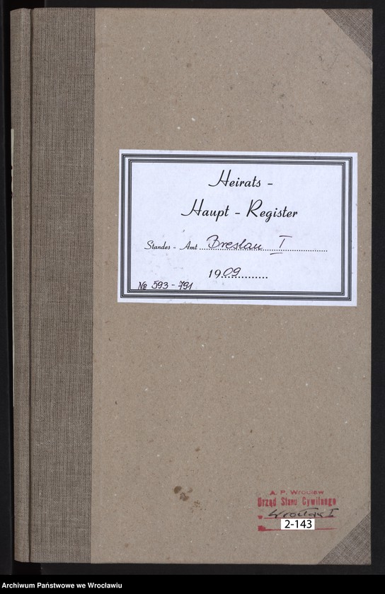 image.from.unit.number "Heiraths-Haupt-Register Breslau I 1909 Band 4"