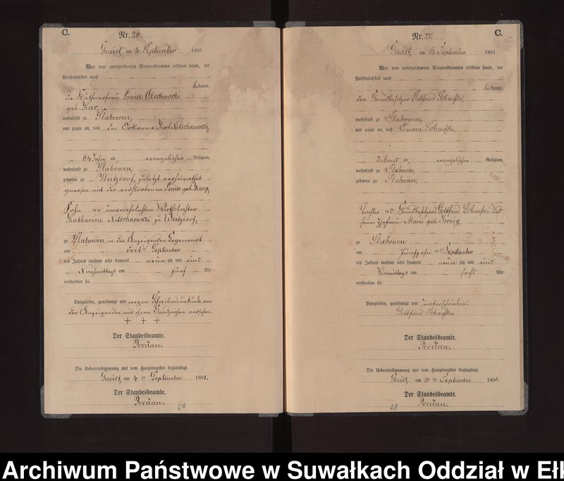image.from.unit.number "Sterbe-Neben-Register des Königlichen Preussischen Standes-Amtes Gneist Kreis Loetzen"