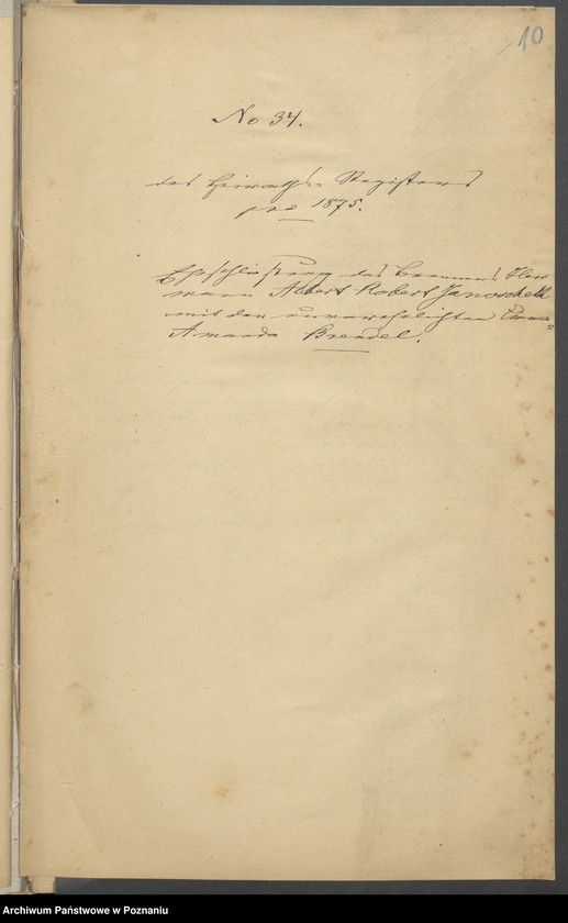 Obraz 13 z jednostki "Die von den Verlobten beigebrachten Urkunden zur Eheschliessung pro 1875"