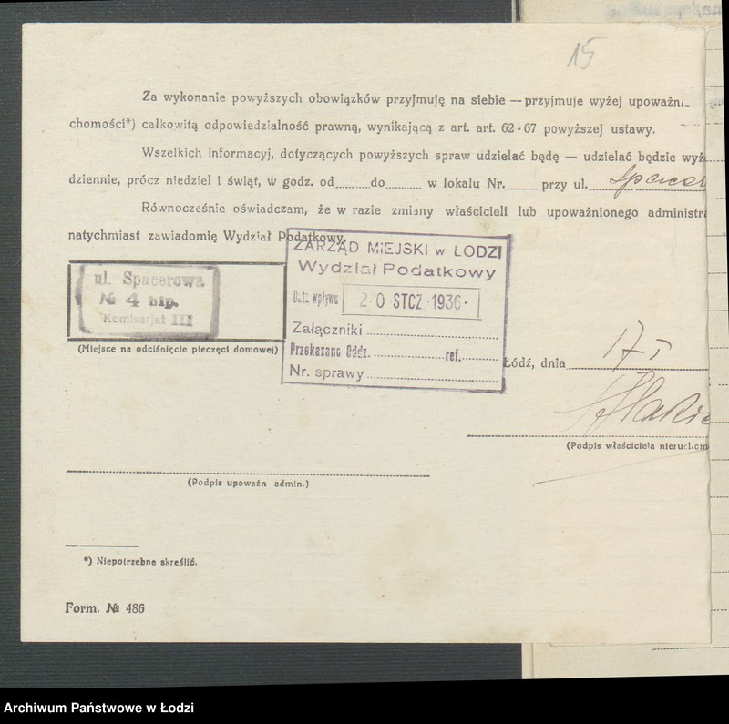 image.from.unit.number "Księga inwentarzowa nieruchomości m. Łodzi ul. Spacerowa"