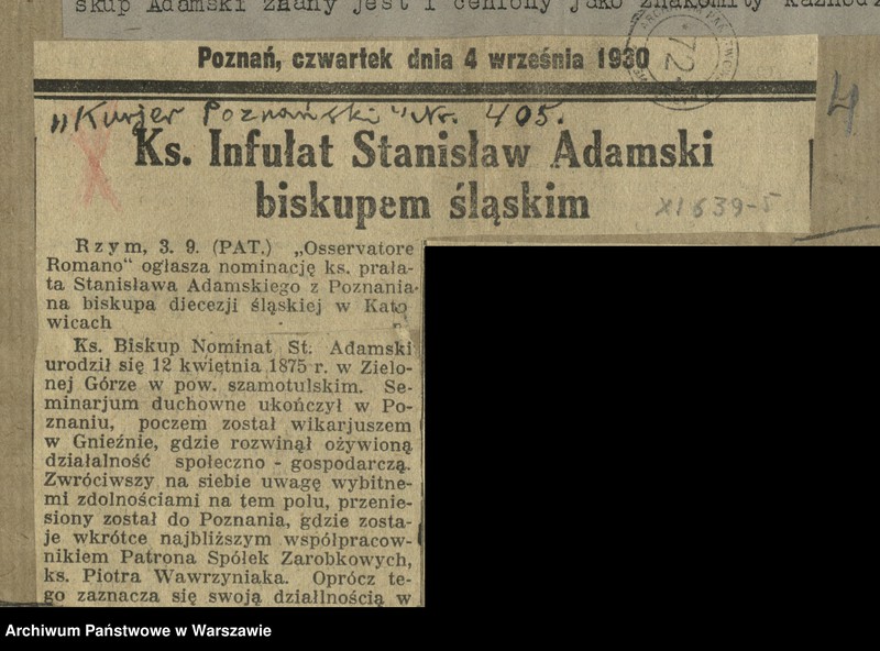 image.from.unit.number "Adamski Stanisław - ksiądz biskup"