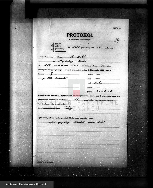 Obraz 20 z jednostki "Otto Schendler w Gulczy pow. czarnkowski kocioł parowy"