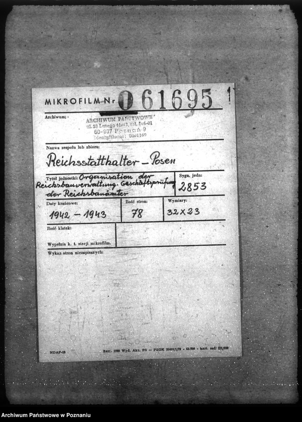 Obraz 2 z jednostki "Organisation der Reichsbauverwaltung. Geschäftsprüfung der Reichsbauämter"