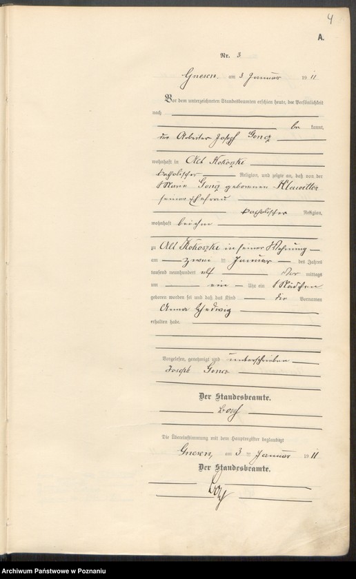Obraz 6 z jednostki "Geburts-Nebenregister Band I"