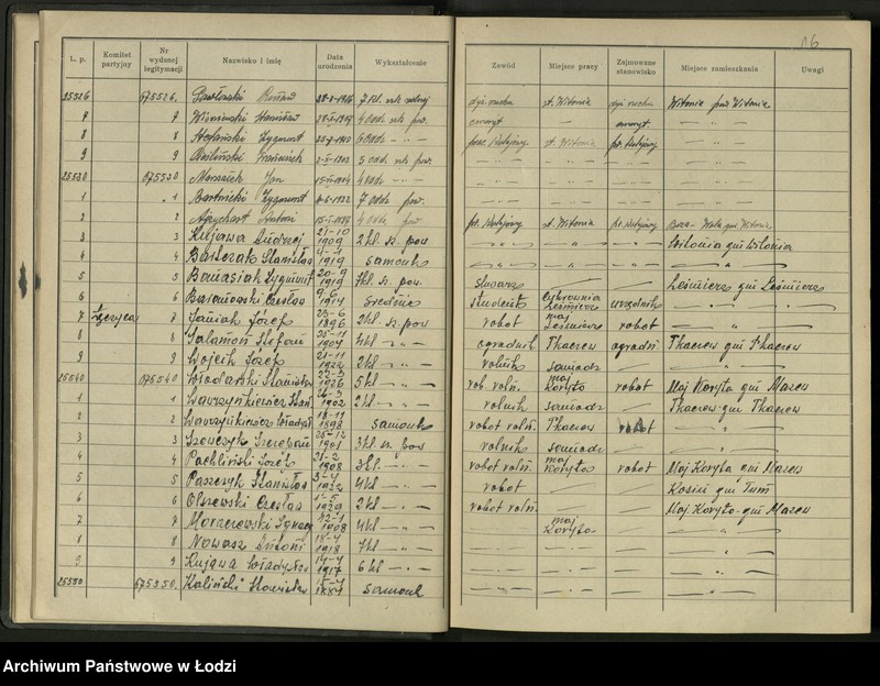 Obraz 18 z jednostki "Ewidencja kandydatów zweryfikowanych L. P.25151-26118"