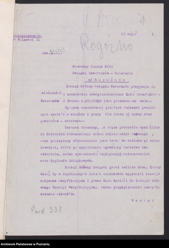 Obraz 4 z jednostki "Rogoźno, powiat Oborniki - akta Koła Czwartaków."