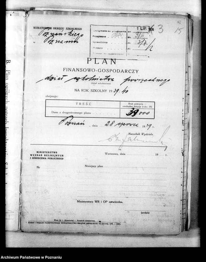 Obraz 19 z jednostki "Budżet na 1939/ 40 [Plany finansowo- gospodarcze inspektoratów szkolnych]"