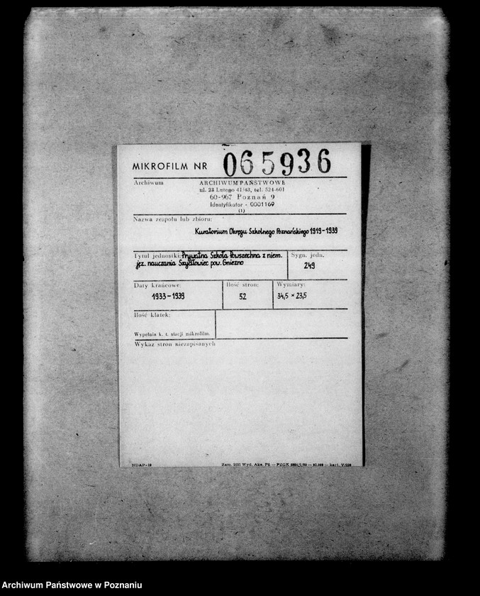 Obraz 2 z jednostki "Prywatna Szkoła Powszechna z niemieckim językiem nauczania Szydłowiec powiat Gniezno"