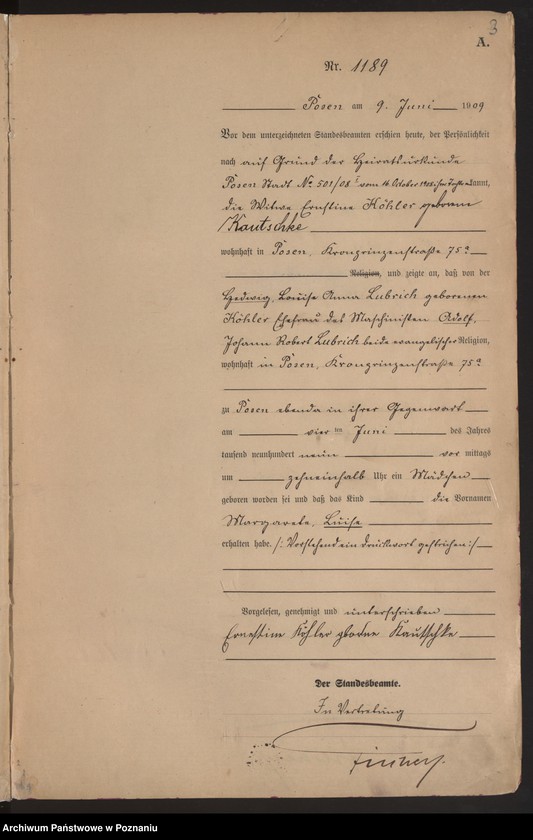 Obraz 5 z jednostki "Księga miejscowa urodzeń tom III [Rejestr główny urodzeń]"