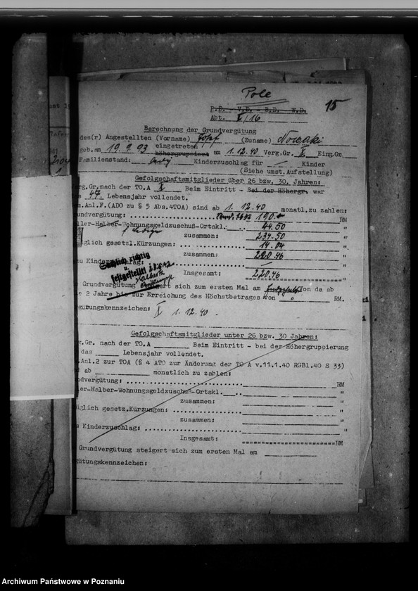 Obraz 19 z jednostki "Personalakten des wissenschaftlichen Angestellten Dr. Josef Nowacki, auch Kaletka, Siuchniński, Rzyski, Wojciechowski und Spychalski"