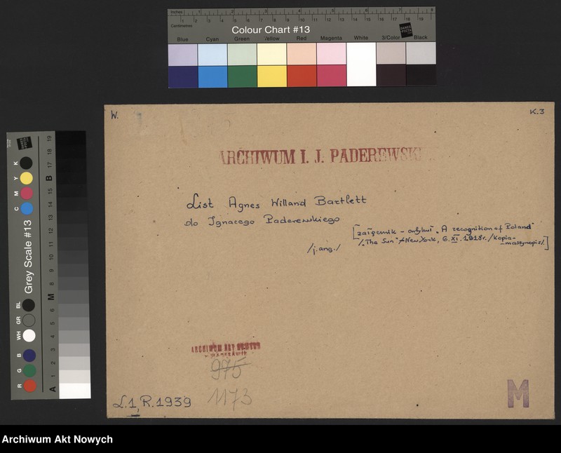 Obraz 2 z jednostki "Bartlett Agnes Willand; Załączniki: artykuł "A recognition of Poland" w: "The Sun" - N. York, 6 XI 1918 r.; L.1 (kopia - maszynopis)"