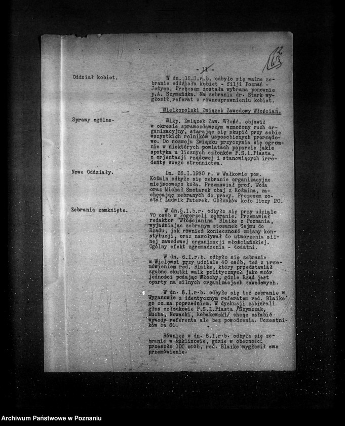 Obraz 16 z jednostki "Sprawozdania sytuacyjne miesięczne z życia społeczno-politycznego za miesiące styczeń, luty, marzec 1930 r."