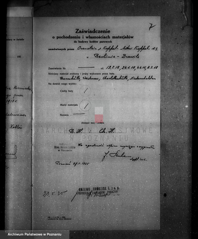 Obraz 11 z jednostki "Tartak parowy w Porażynie, pow. nowotomyski nr woj. kotła 5828"