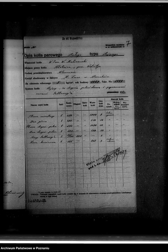 Obraz 11 z jednostki "Mleczarnia W. Malinowskiego w Błotnicy powiat wolsztyński nr woj. kotła 1929"