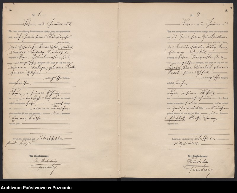 Obraz 7 z jednostki "Księga miejscowa urodzeń tom I [Rejestr główny urodzeń]"