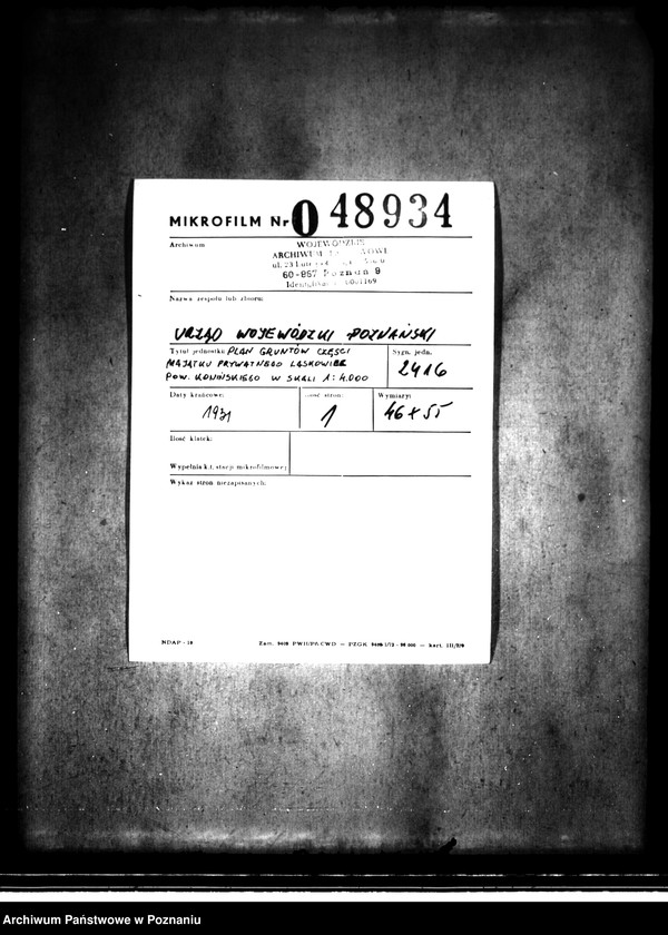 Obraz 2 z jednostki "Plan gruntów części majątku prywatnego Laskowiec powiatu konińskiego w skali 1:4000"