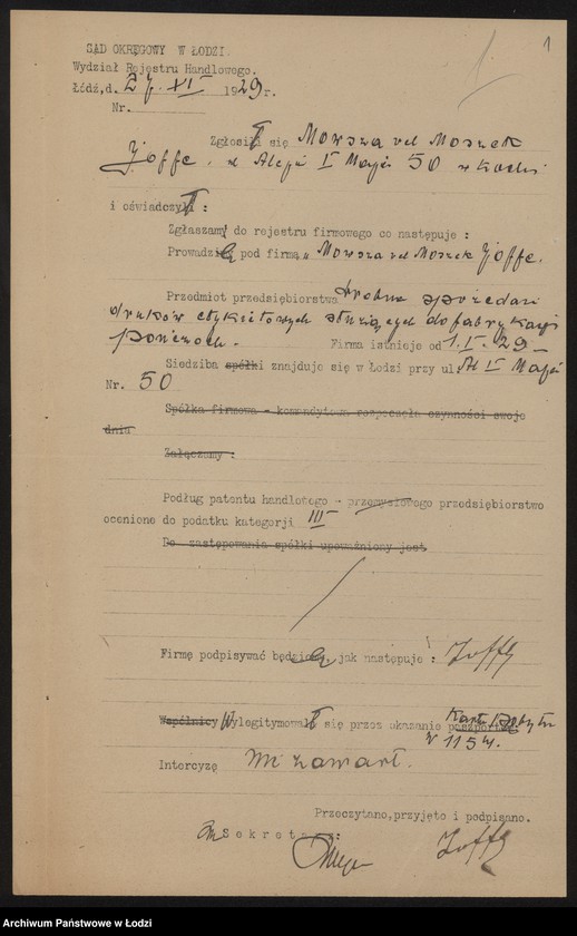 Obraz 3 z jednostki "Mowsza vel Moszek Joffe – drobna sprzedaż druków etykietowych służących do fabrykacji pończoch"