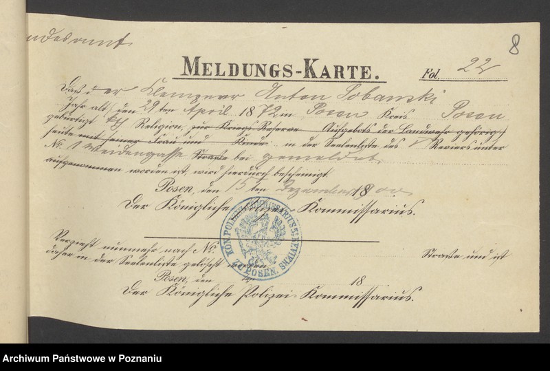 Obraz 10 z jednostki "Die von den Verlobten beigebrachten Urkunden zur Eheschliessung pro 1901. Vol I"