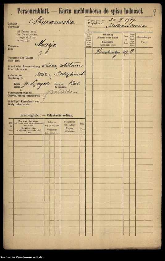 Obraz 10 z jednostki "[Spis ludności Łodzi] Starczewska-Stasiak"