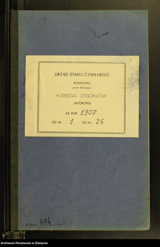 Obraz 2 z jednostki "Sterbe-Neben-Register Nr 1 - 26"