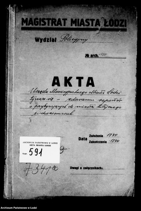 Obraz 2 z jednostki "Akta tyczące się zdawania rapportów o przybywających do miasta tutejszego cudzoziemcach"