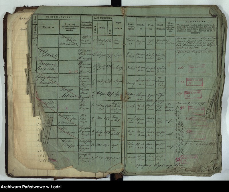 Obraz 6 z jednostki "Księga ludności stałej Łódź - cyrkuł III i IV nr 1071-1137"