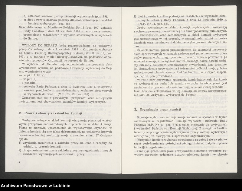 Obraz z jednostki "Zasady ogólne. Zadania i tryb pracy okręgowych i wojewódzkich komisji wyborczych do dnia wyborów. Wytyczne Państwowej Komisji Wyborczej z dnia 20 czerwca 1989 r."