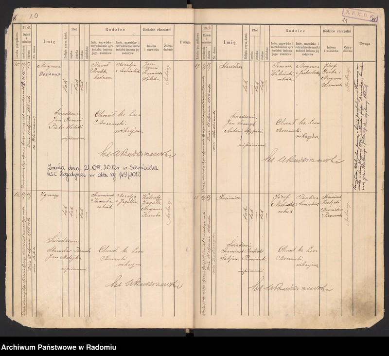 image.from.unit.number "[Duplikat Tom I a i Tom I b Księga urodzonych parafii Głowaczów za 1916 rok]"