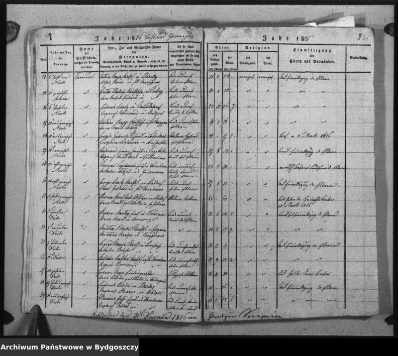 image.from.unit.number "Verzeichniss der Copulirten aus der evangel. Stadt- und Landgemeinde von Inowrazlaw Jahr 1826 bis incl. 1832 [1834]"