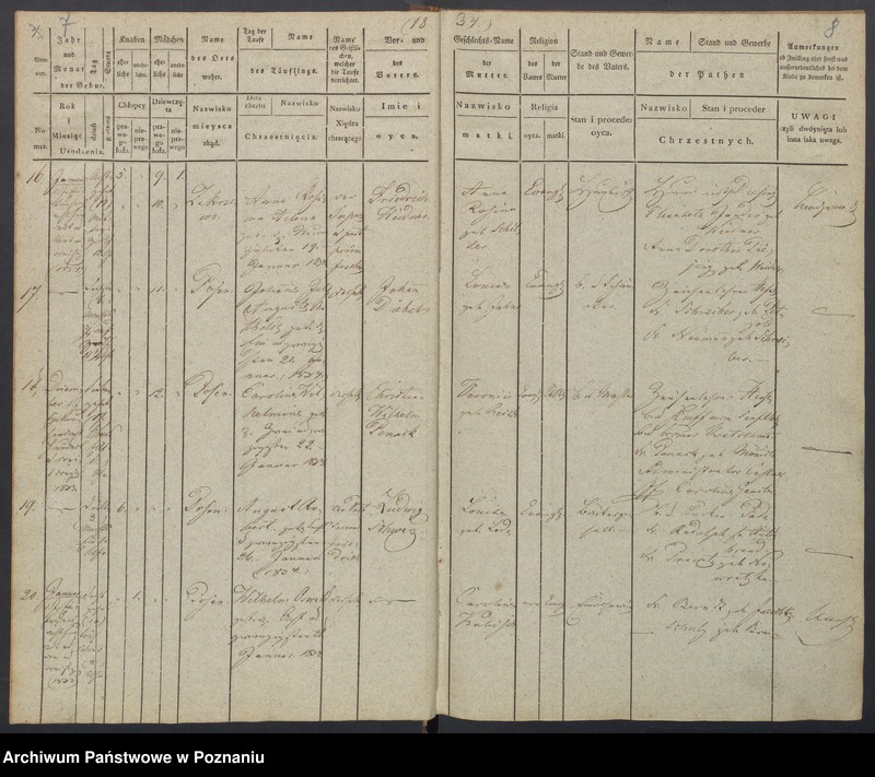 Obraz 7 z jednostki "[Akta urodzeń i chrztów, zgonów i pogrzebów, zapowiedzi i ślubów]"