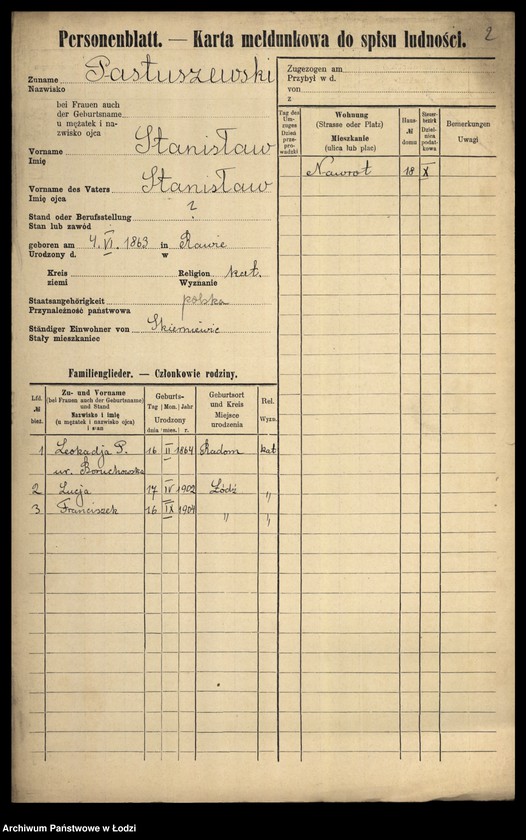Obraz 4 z jednostki "[Spis ludności Łodzi] Pastuszewski-Patron"