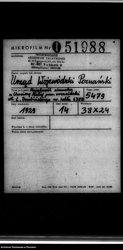 image.from.unit.number "Majętność ziemska w Chociczy Małej powiat wrzesiński własność L. Dembińskiego nr woj. kotła 6388"