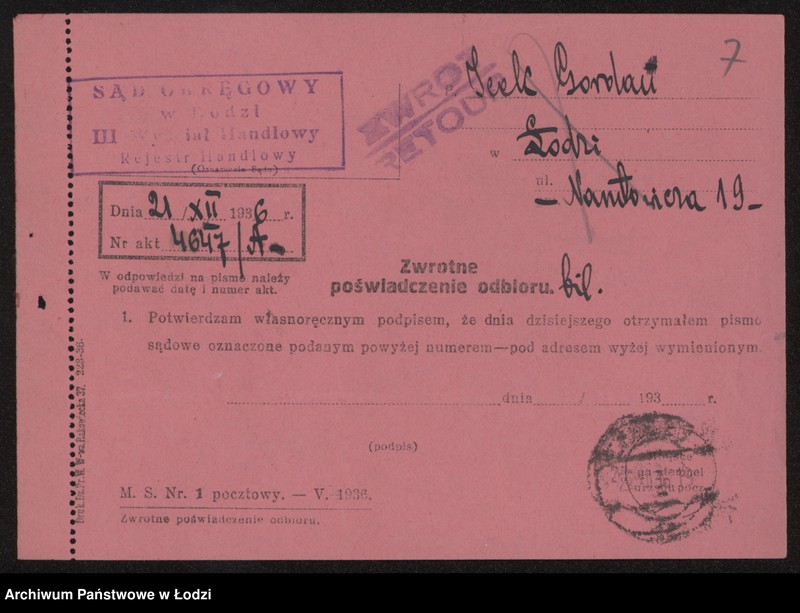 Obraz 9 z jednostki "Icek Jordan- prowadzenie zakładu zegarmistrzowskiego"