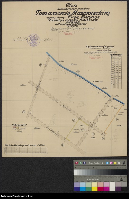 Obraz 1 z jednostki "Plan nieruchomości w mieście Tomaszowie Mazowieckim między ulicami: Farną, Fabryczną, Podleśną a rzeką Wolborką położonej a stanowiącej własność miasta"