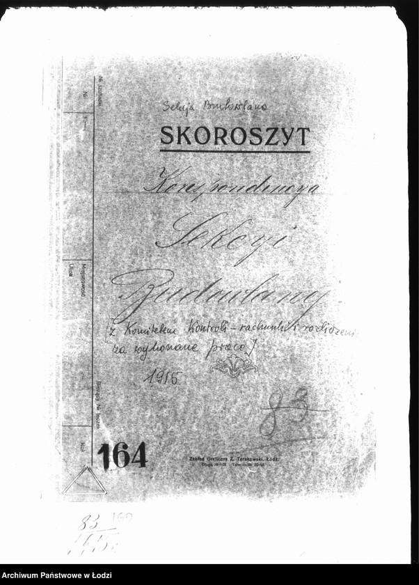 Obraz 3 z jednostki "Korespondencja Sekcji Budowlanej [z Komitetem Kontroli-rachunki, rozliczenia za wykonane prace]"