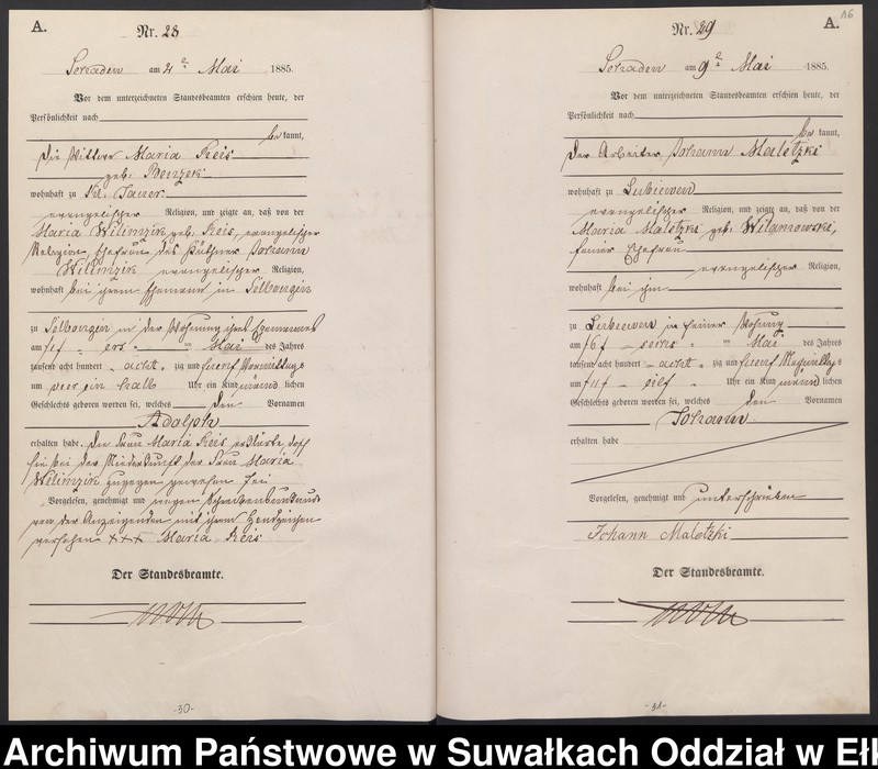 image.from.unit.number "Geburts-Haupt-Register des Königlich Preussischen Standes-Amtes Schaden Kreis Sensburg"
