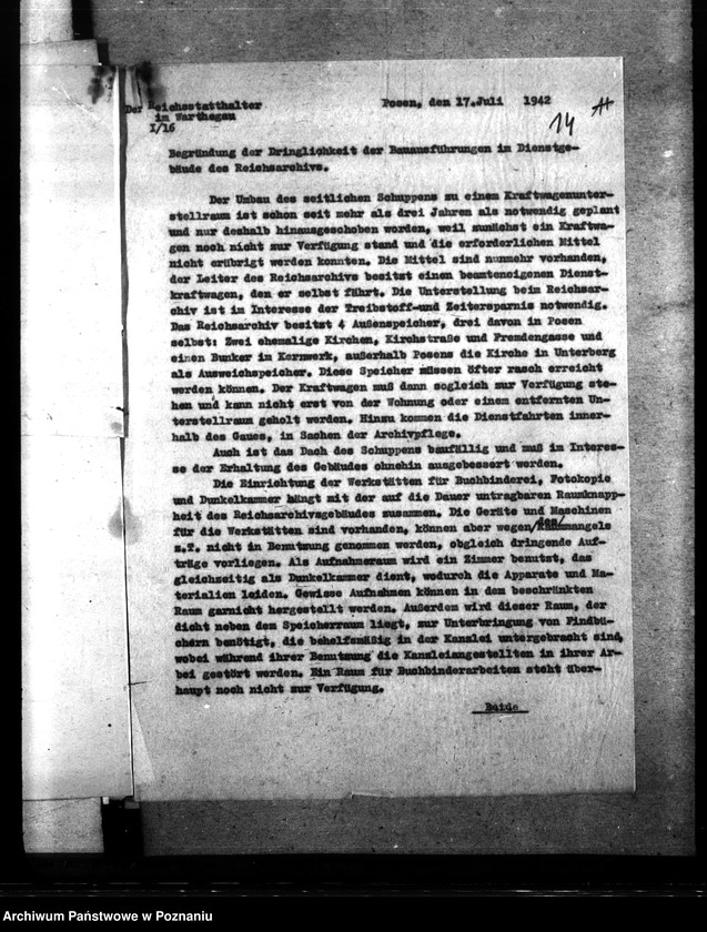 Obraz 18 z jednostki "Umbau des Reichsarchivs zu Posen"