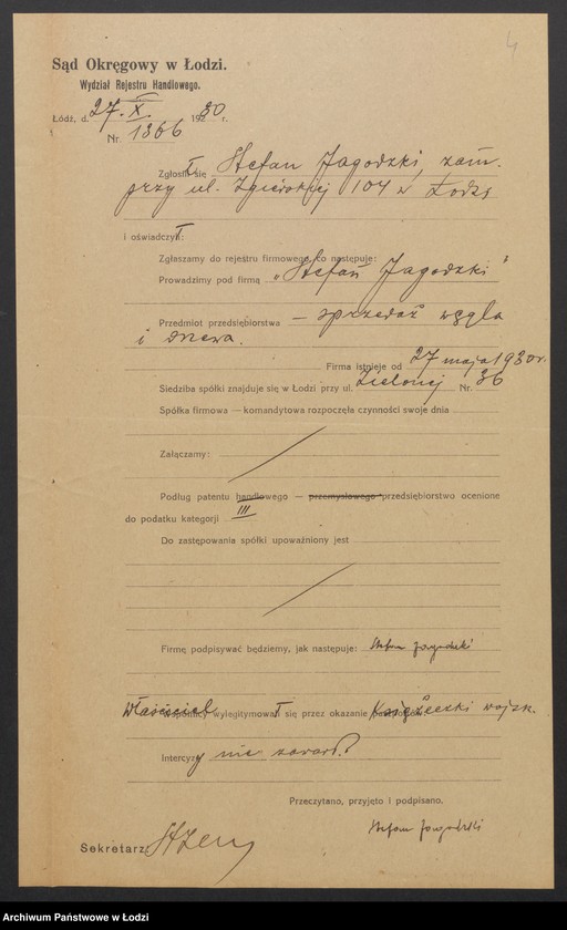 Obraz 6 z jednostki "Stefan Jagodzki- sprzedaż węgla i drzewa"