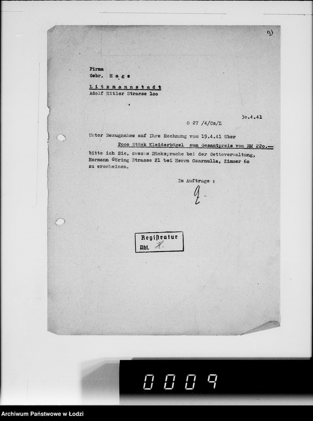 Obraz 7 z jednostki "[Korespondencja z urzędami, firmami i instytucjami] Lit.Ha-Hem."