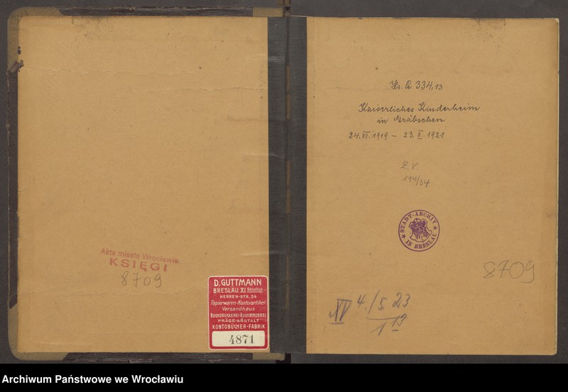 image.from.unit.number "Aufnahmebücher des früh. Kiserl. Kinderheims in Gräbschen"