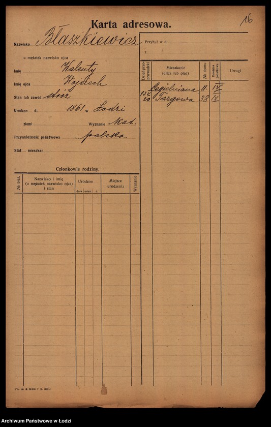 Obraz 18 z jednostki "[Spis ludności Łodzi] Błaszek - Bochenek"