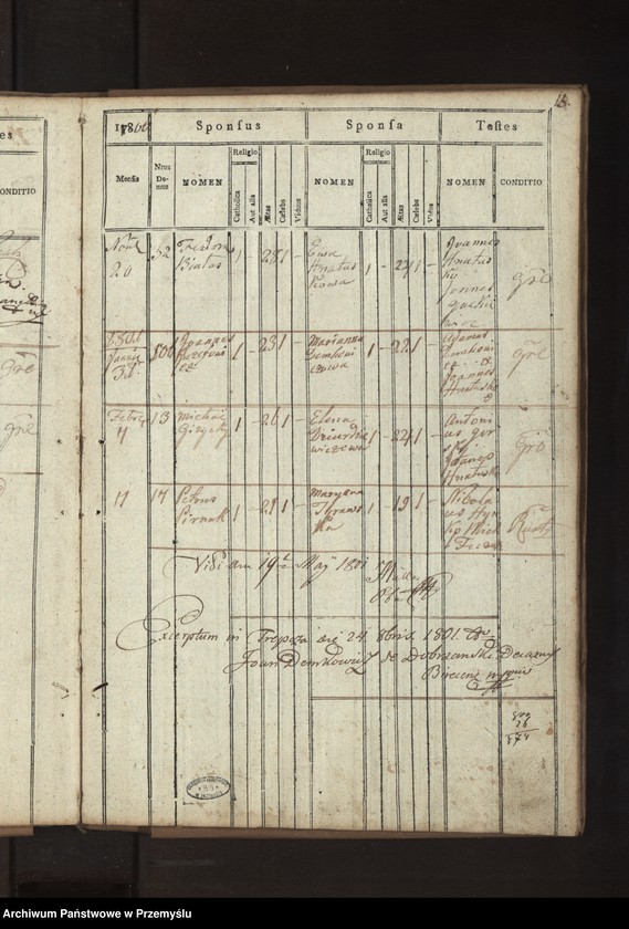 image.from.unit.number "Liber copulatorum ecclesiae Parochialis Dobrzaniensis Decanatus Bircensis Circuli Sanocensis"