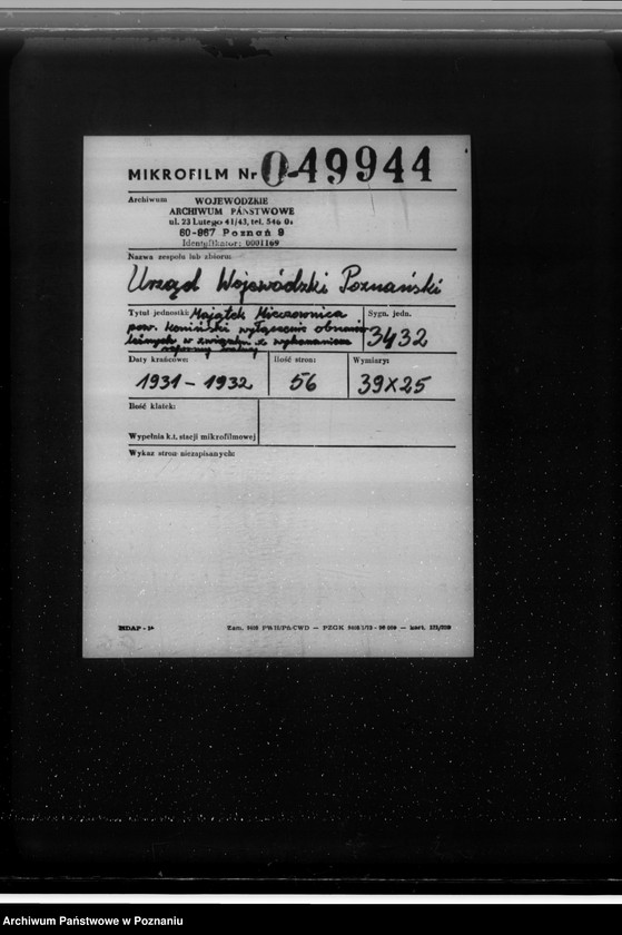 Obraz 2 z jednostki "Majątek Mieczownica powiat koniński wyłączenie obszarów leśnych w związku z wykonaniem reformy rolnej"