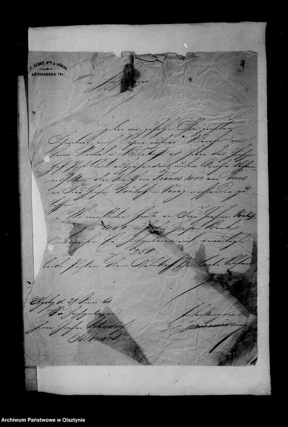 image.from.unit.number "/Akten betr. Geldgeschäfte der Lehndorff mit dem Bankhause J. Simon u. Söhne, Kgb/"