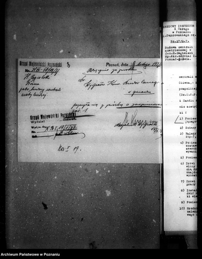 Obraz 7 z jednostki "Zatwierdzenie zakładu przemysłowego /centrali acetylenowej/ firmy H. Cegielski Spółka Akcyjna w Poznaniu"